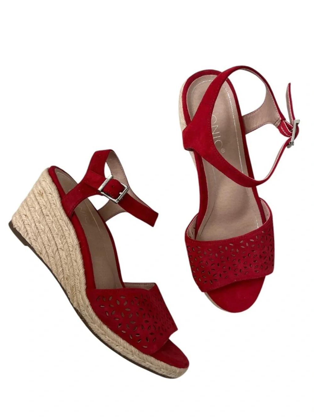 Vionic NWOB Ariel Women's Wedge Supportive Sandal Cherry Red 8
